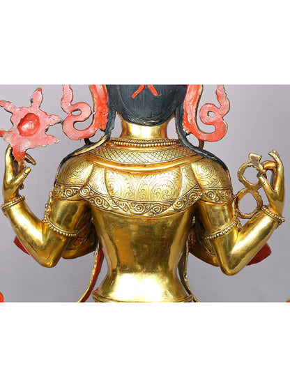 19" Chenrezig (Avalokiteshvara) From Nepal | Handmade Idol | Buddhist Statue