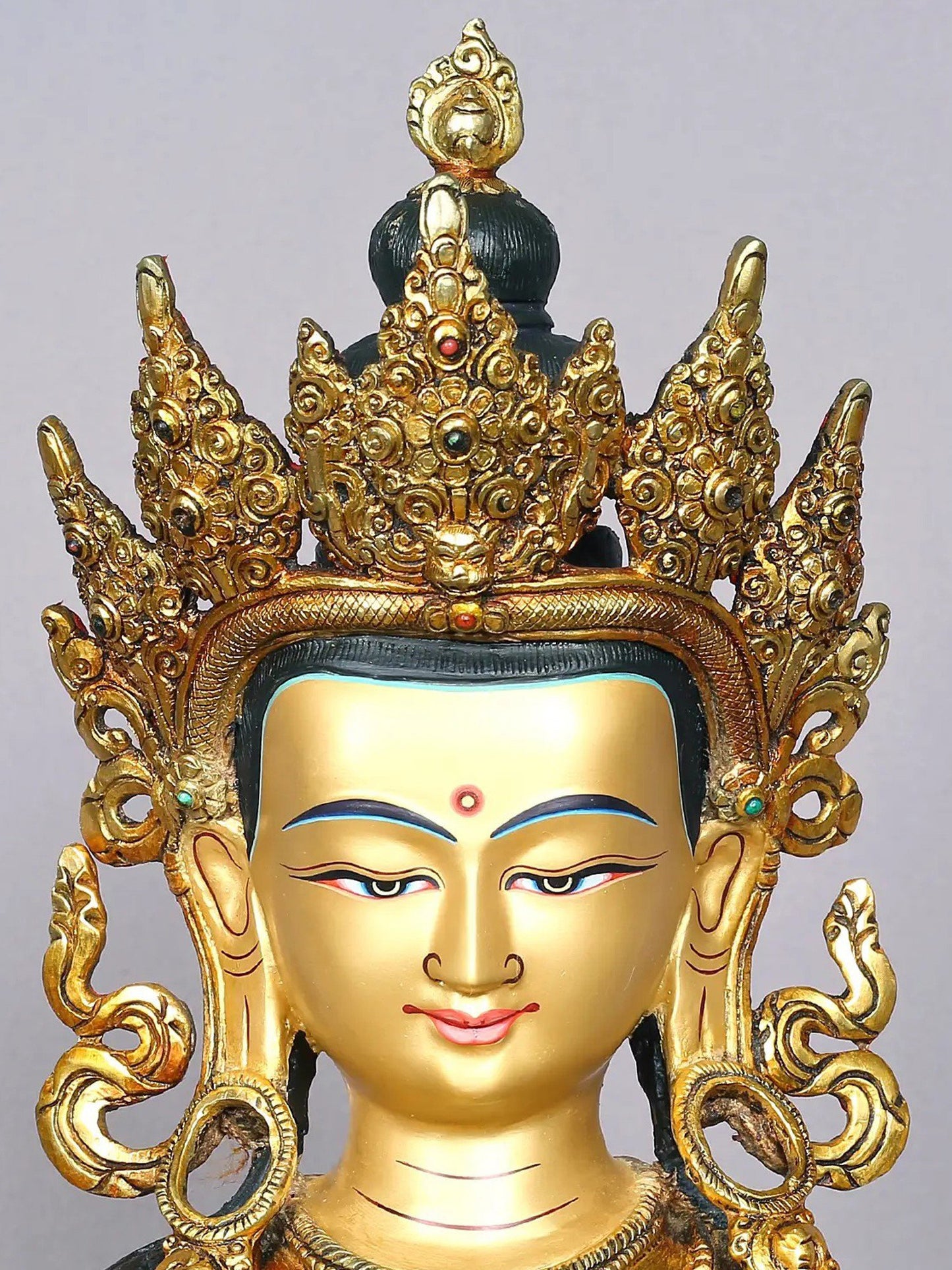 19" Amitayus Gilded Copper Nepalese Statue | Handmade Idol | Buddhist Statue