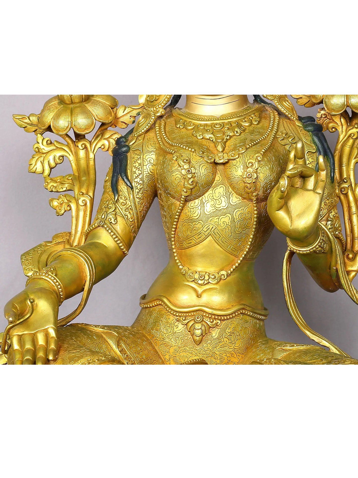 21" Superfine Goddess Green Tara Idol | Handmade | Goddess Copper Statue From Nepal