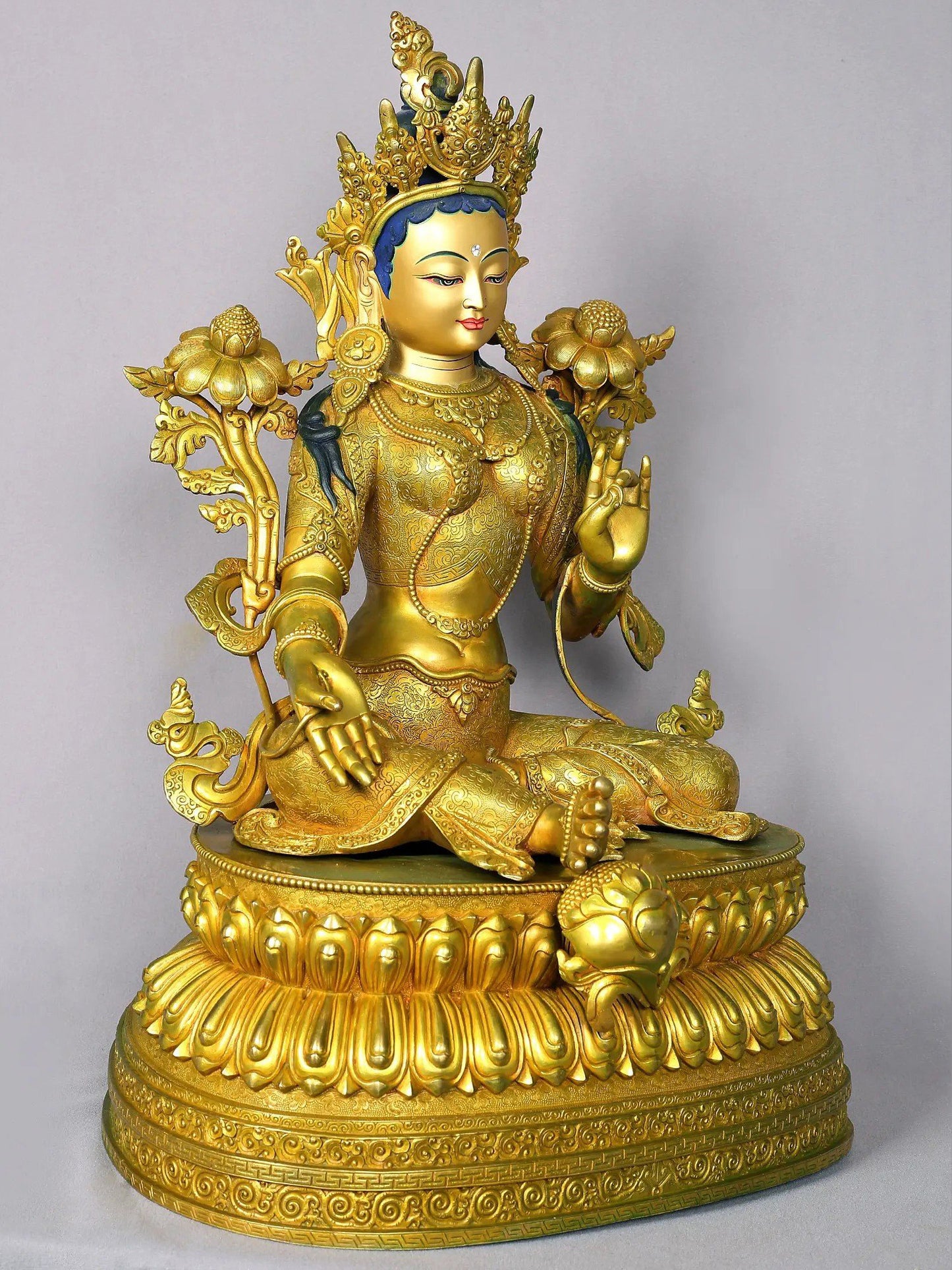 21" Superfine Goddess Green Tara Idol | Handmade | Goddess Copper Statue From Nepal