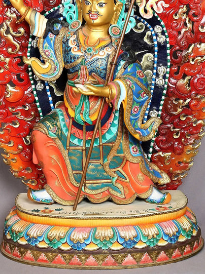 32" Large Superfine Standing Guru Padmasambhava Idol From Nepal | Handmade Nepaleses Statue