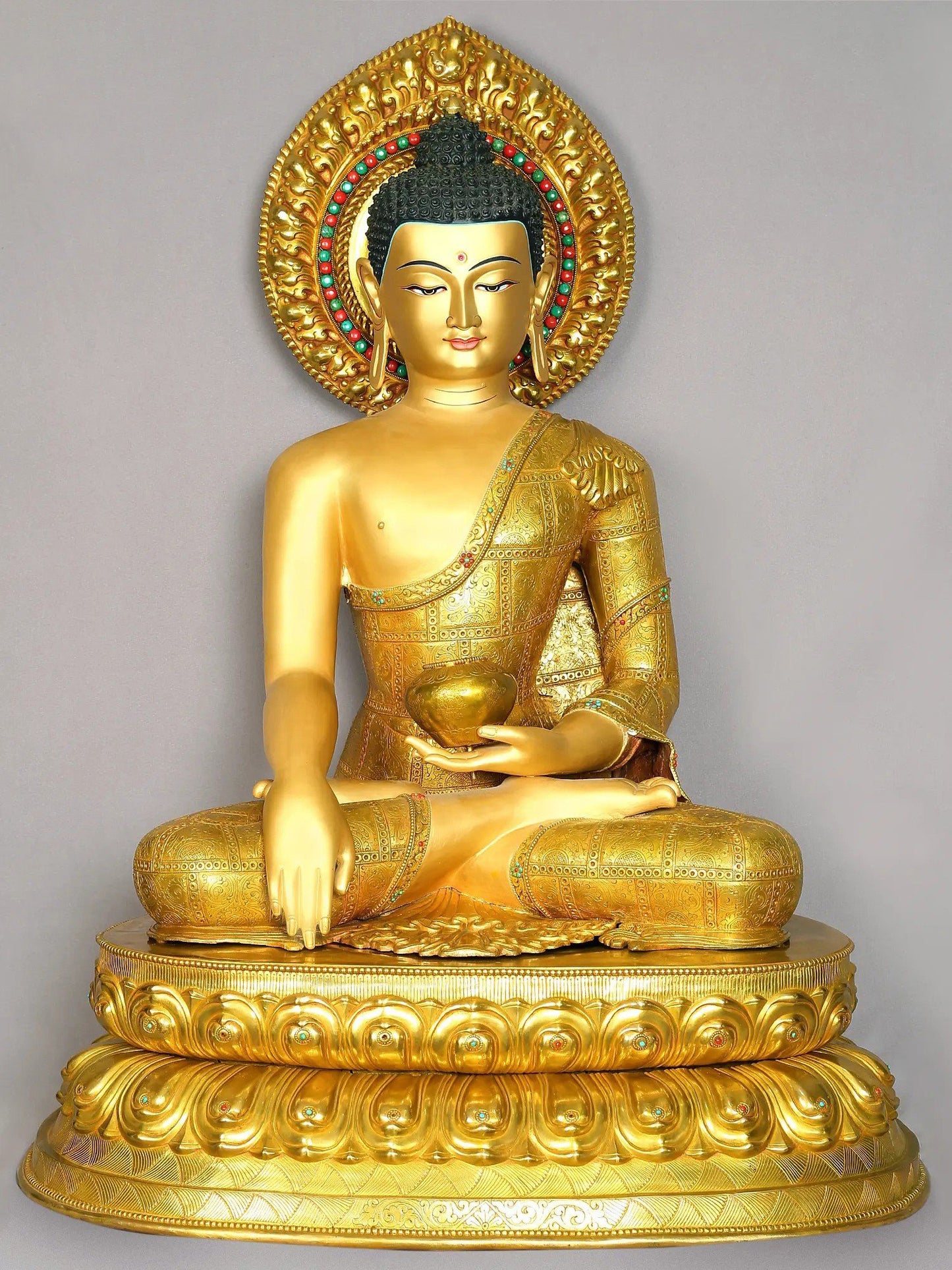 34" Large Superfine Shakyamuni Buddha Idol From Nepal | Handmade Lord Buddha Statue