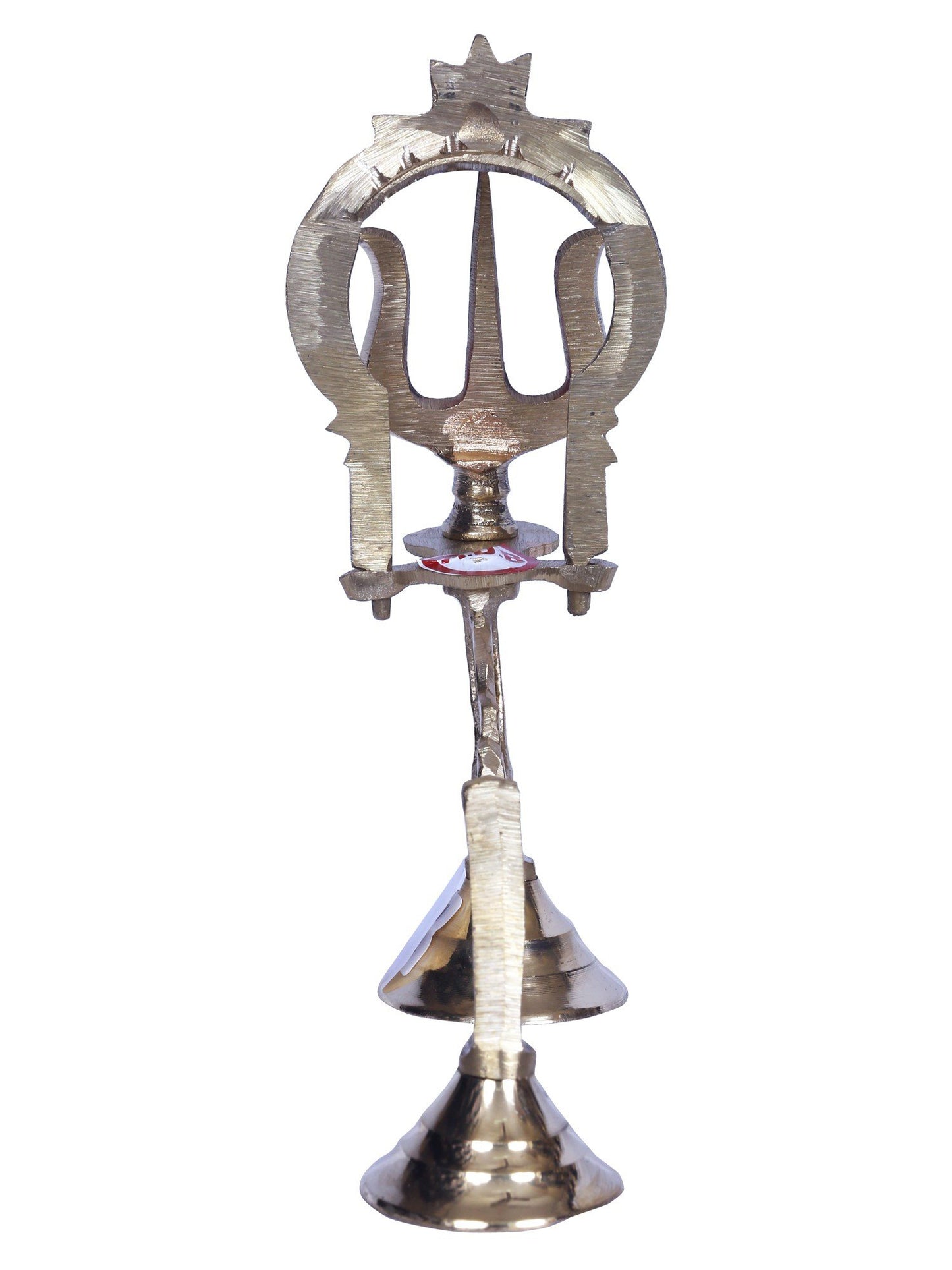 8" Shodash Upachara - Trishul With Handle In Brass | Handmade Brass Trident