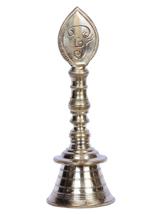 10" Pooja Bell With Tamil Symbols In Brass | Handmade Brass Bell For Gifting