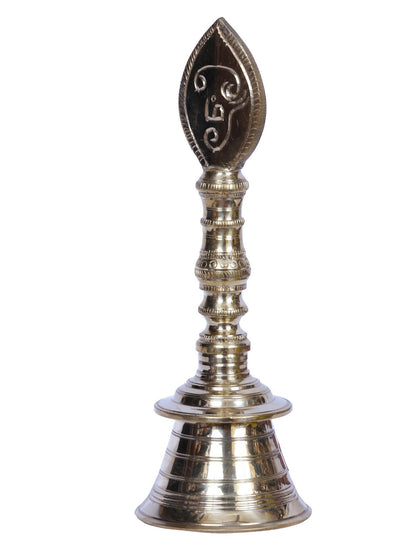 10" Pooja Bell With Tamil Symbols In Brass | Handmade Brass Bell For Gifting