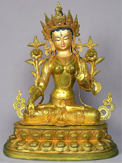 19" Goddess White Tara Statue From Nepal | Handmade Goddess Idol | Nepalese Statue