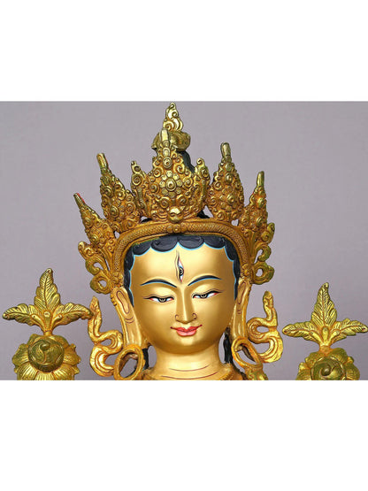 19" Goddess White Tara Statue From Nepal | Handmade Goddess Idol | Nepalese Statue