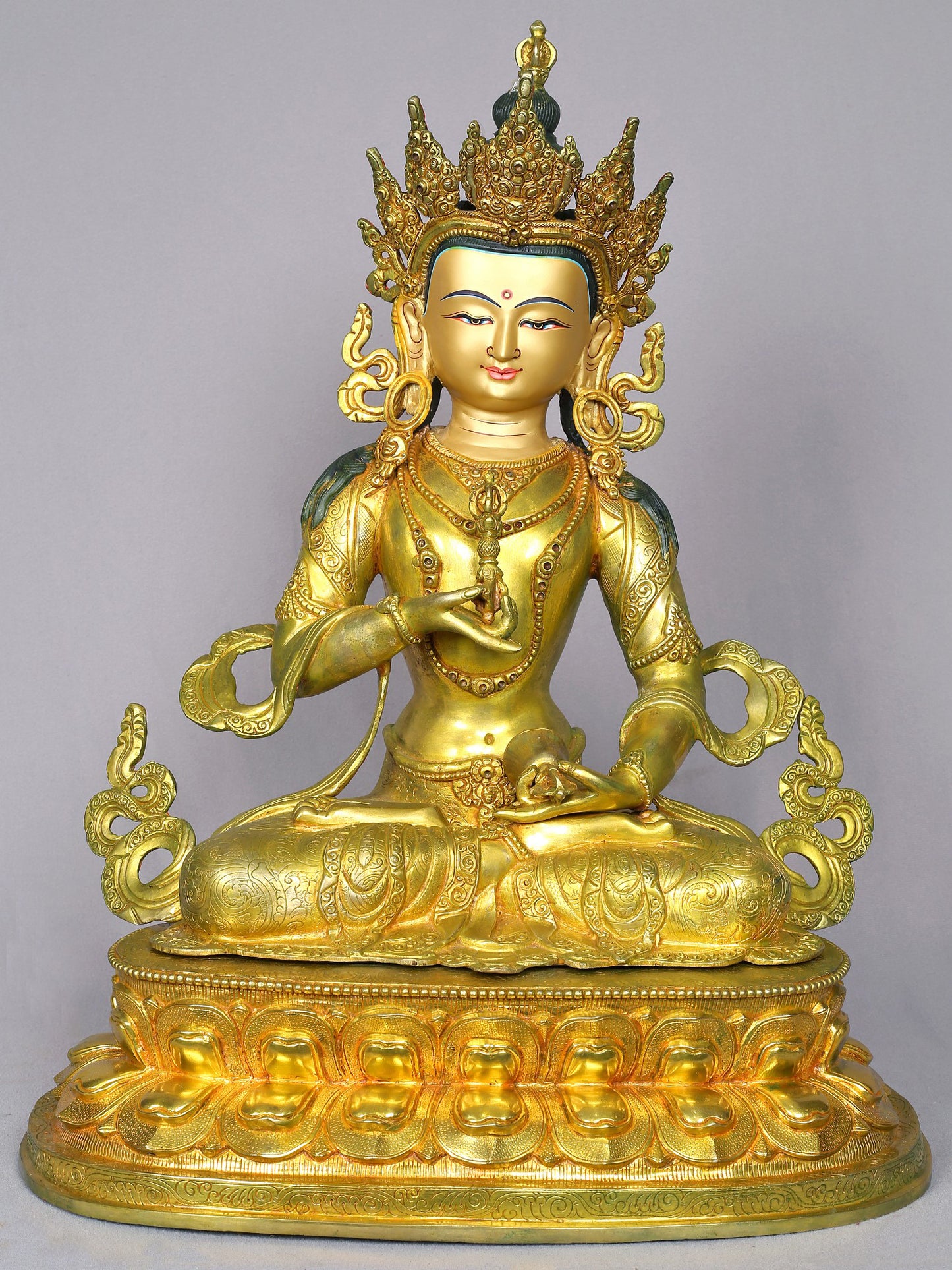 19" Vajrasattva Gilded Copper Statue From Nepal | Handmade Idol | Buddhist Statue