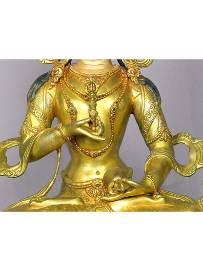 19" Vajrasattva Gilded Copper Statue From Nepal | Handmade Idol | Buddhist Statue