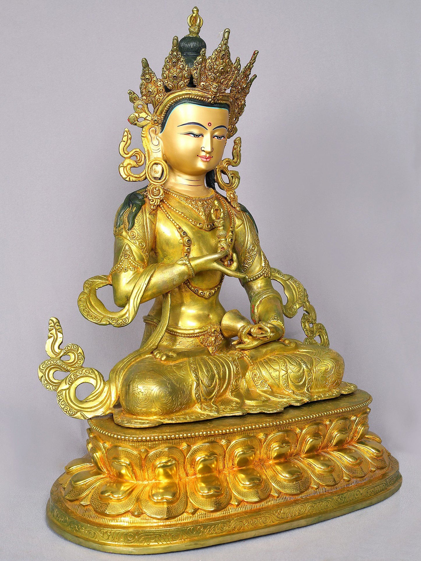 19" Vajrasattva Gilded Copper Statue From Nepal | Handmade Idol | Buddhist Statue