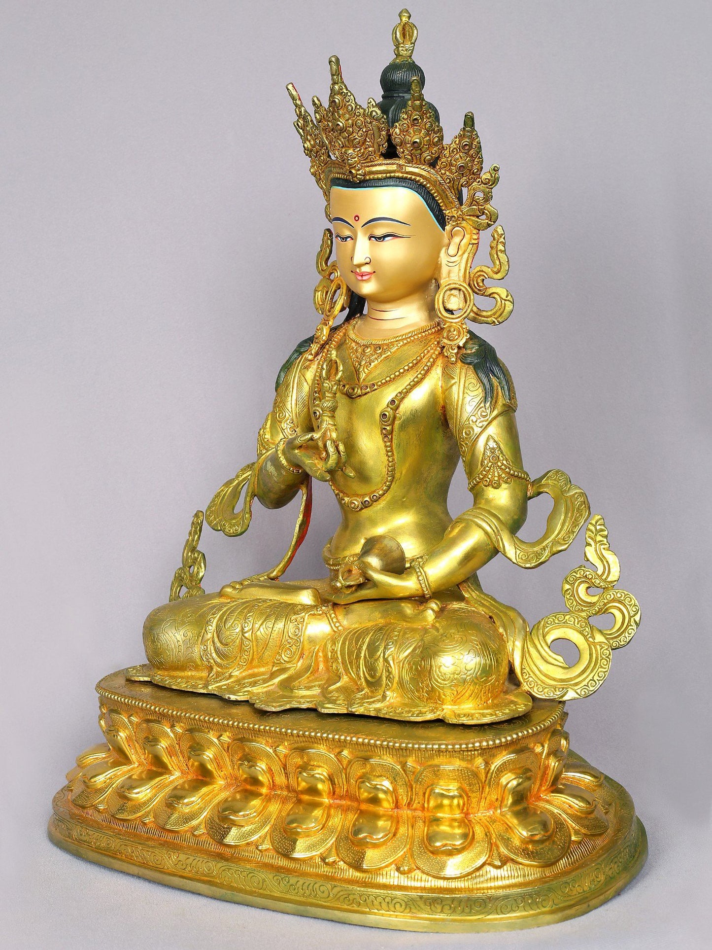 19" Vajrasattva Gilded Copper Statue From Nepal | Handmade Idol | Buddhist Statue