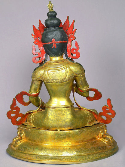 19" Vajrasattva Gilded Copper Statue From Nepal | Handmade Idol | Buddhist Statue