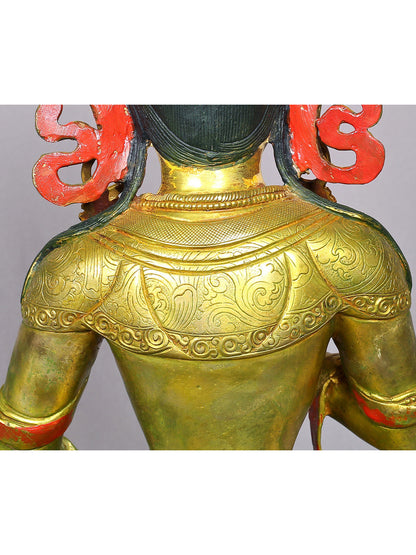 19" Vajrasattva Gilded Copper Statue From Nepal | Handmade Idol | Buddhist Statue