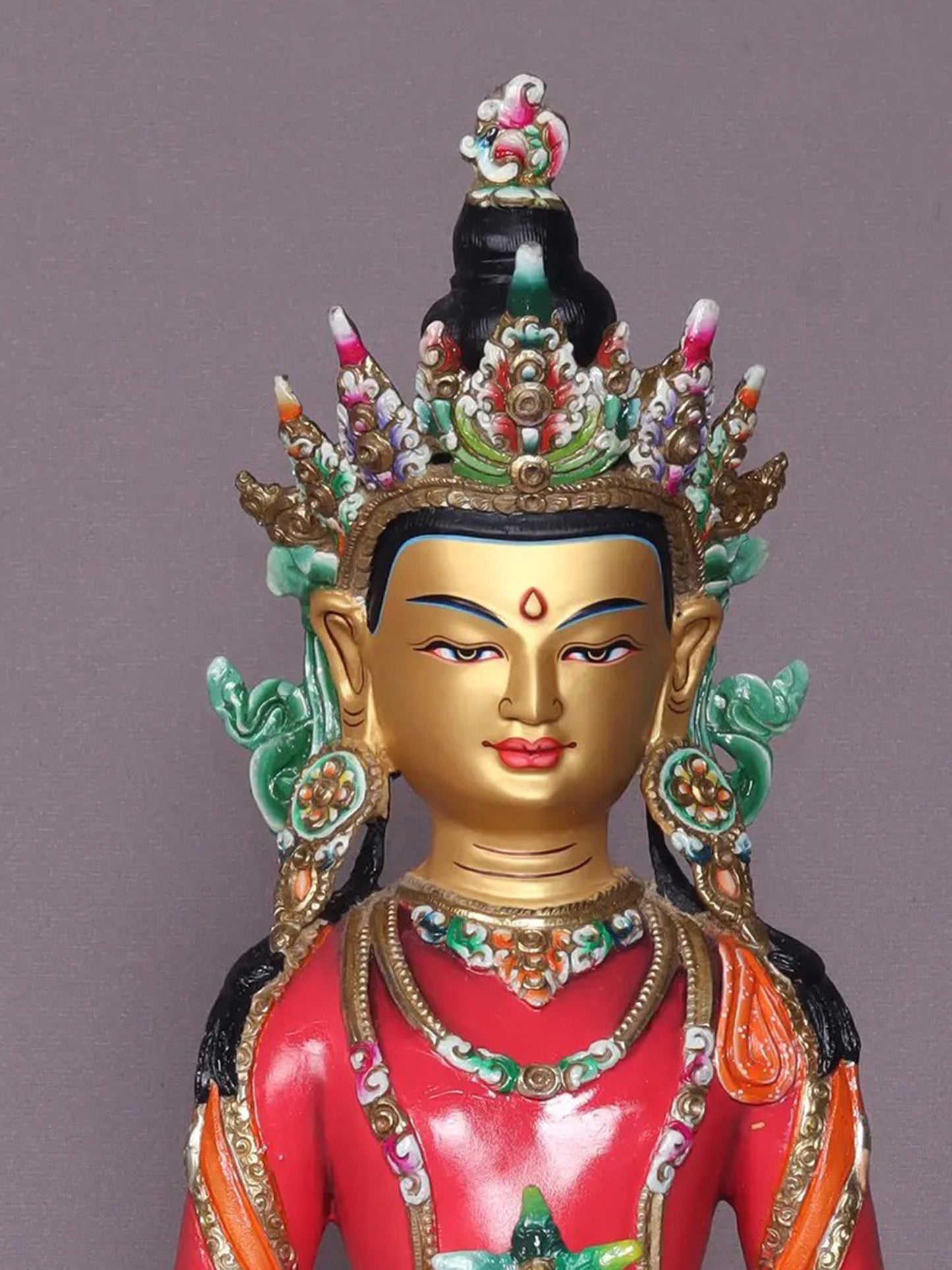 15" Colourful Aparamita Copper Statue From Nepal | Handmade | Buddhist Copper Idol