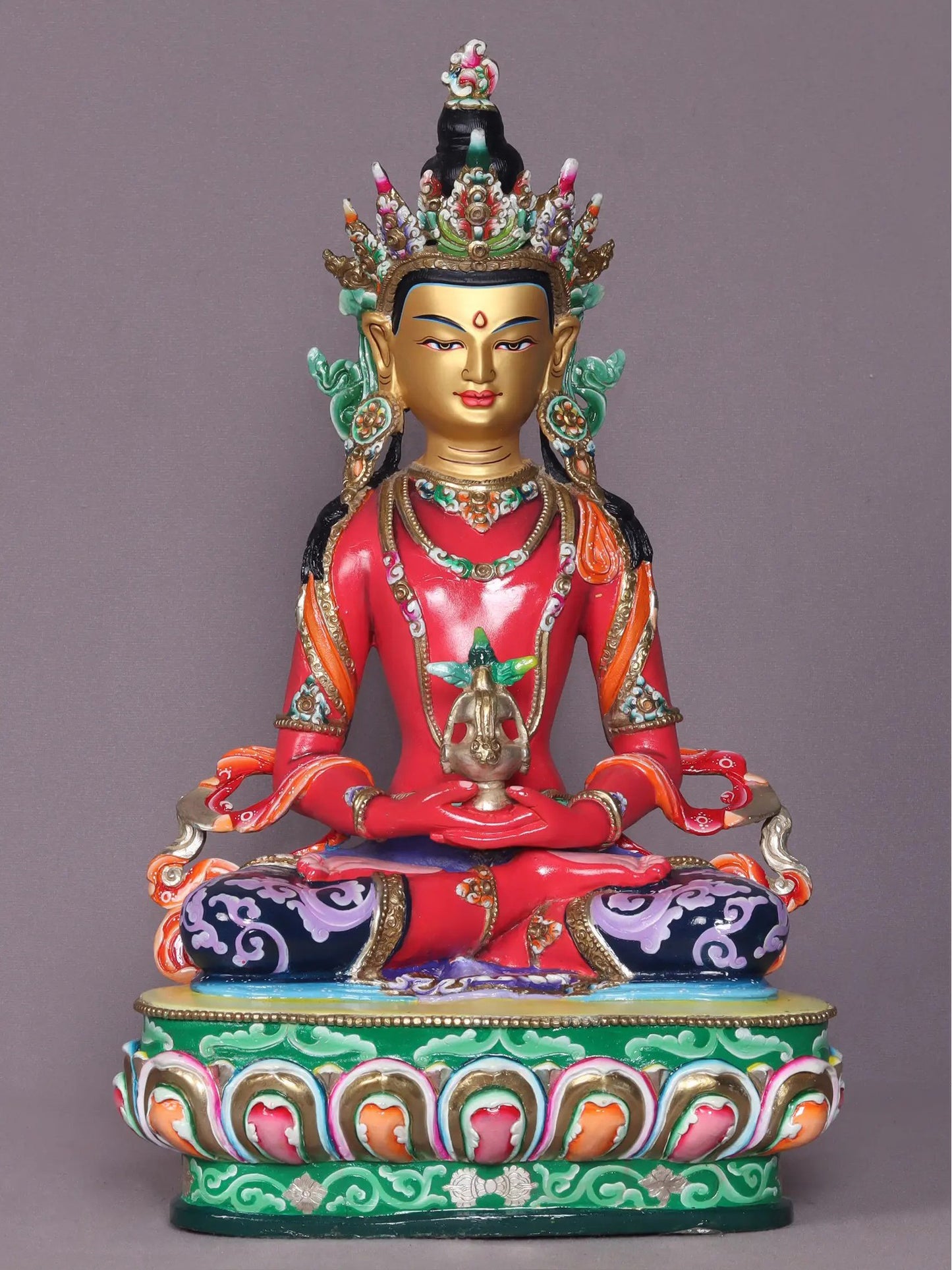 15" Colourful Aparamita Copper Statue From Nepal | Handmade | Buddhist Copper Idol