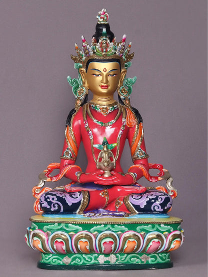 15" Colourful Aparamita Copper Statue From Nepal | Handmade | Buddhist Copper Idol