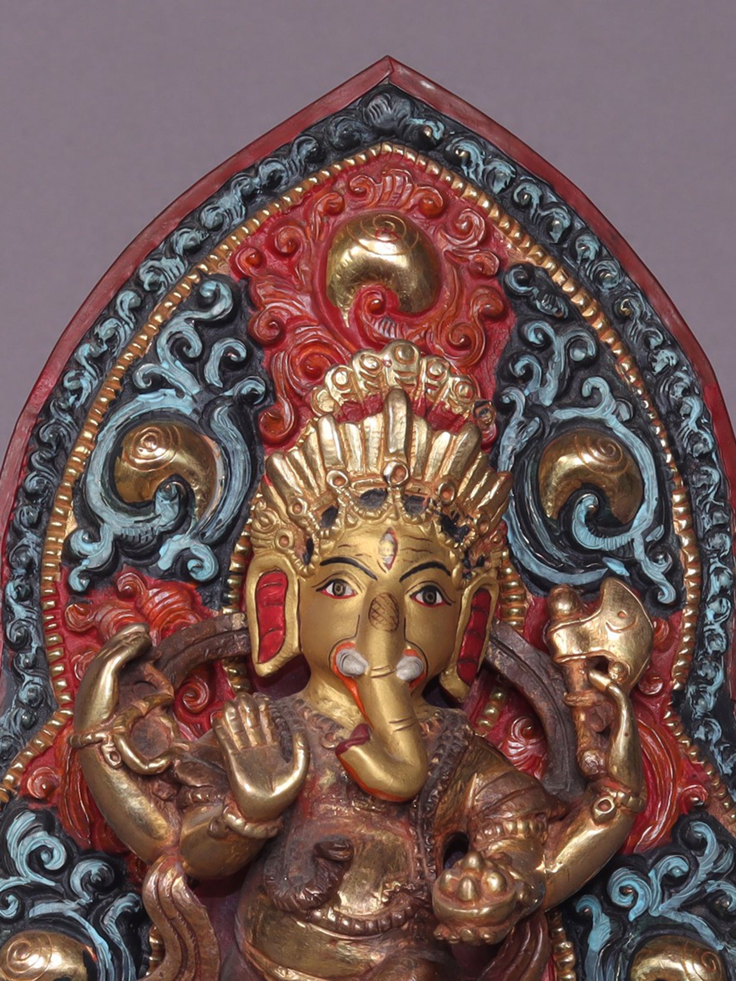 8" Dancing Lord Ganesha Idol On Mouse | Handmade Ganesha Idol | Copper Statue From Nepal