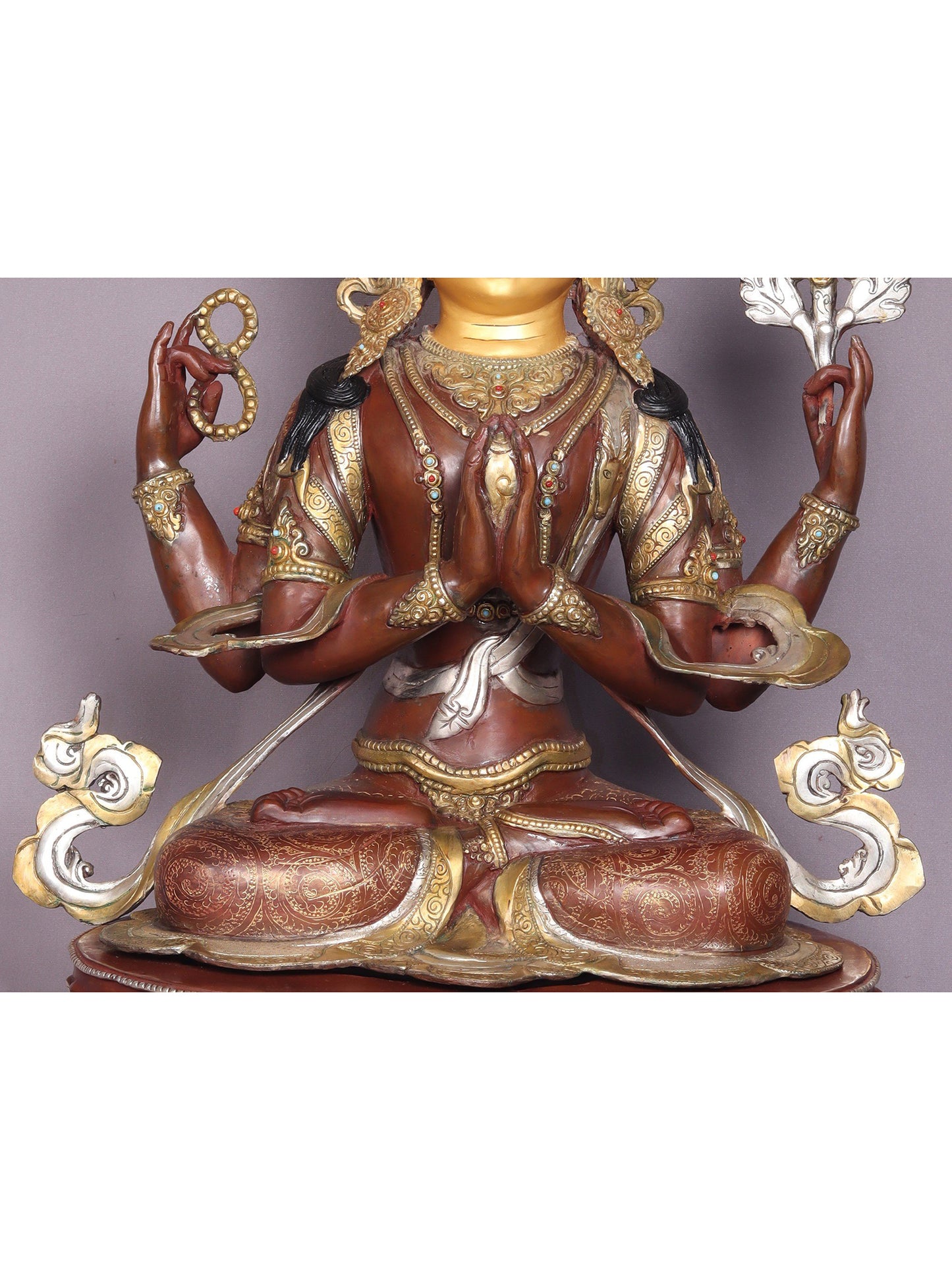 26" Kharchari Copper Statue From Nepal | Handmade Buddhist Idol | Nepalese Statue