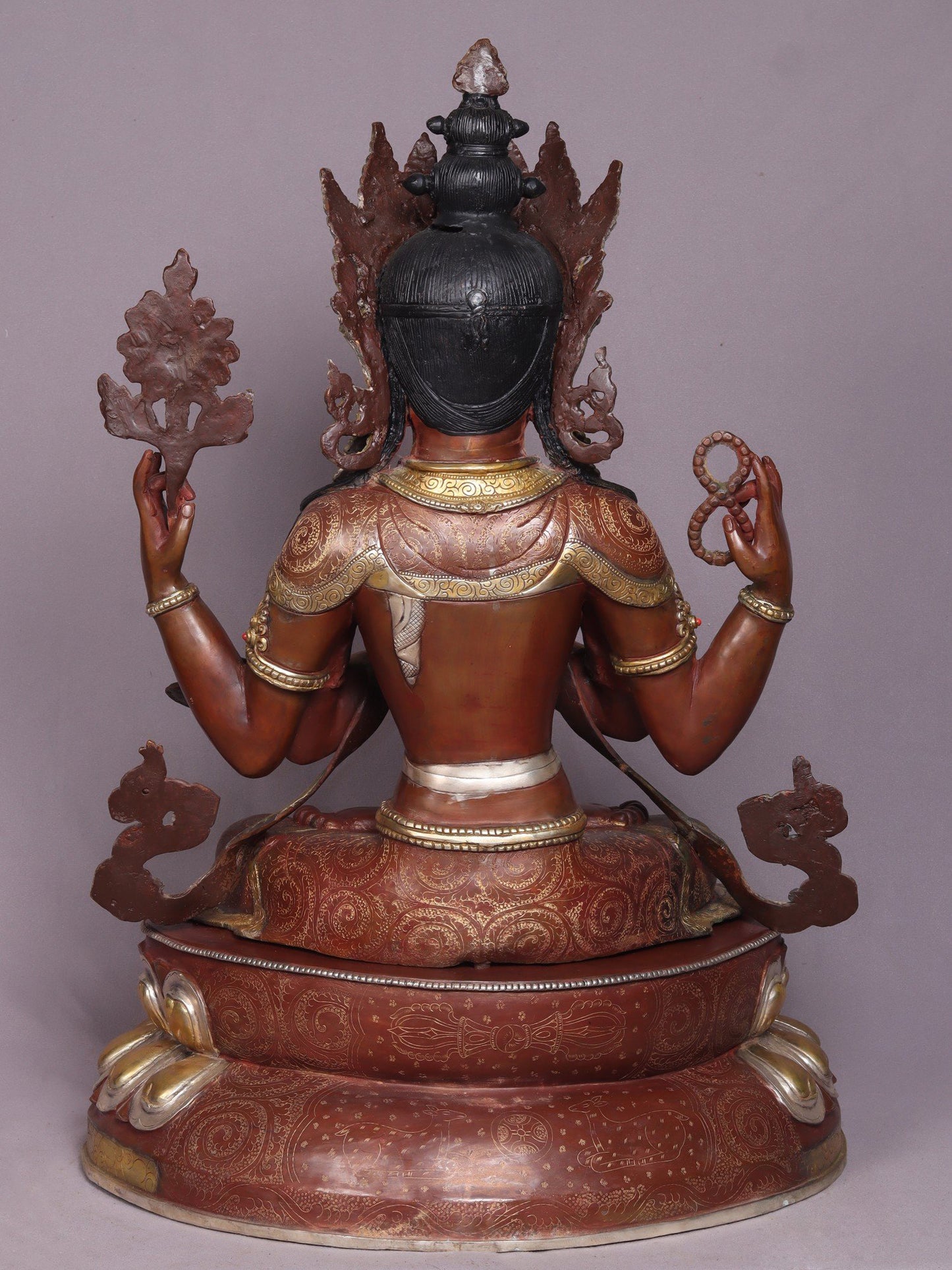 26" Kharchari Copper Statue From Nepal | Handmade Buddhist Idol | Nepalese Statue