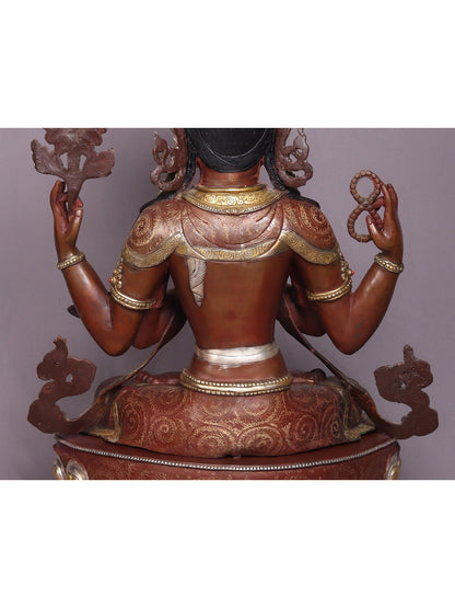 26" Kharchari Copper Statue From Nepal | Handmade Buddhist Idol | Nepalese Statue