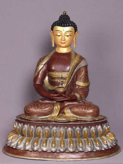 23" Amitabh Buddha Sitting Copper Statue From Nepal | Handmade Buddha Idol