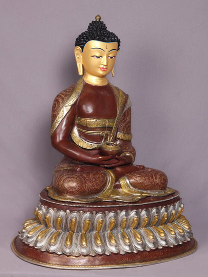 23" Amitabh Buddha Sitting Copper Statue From Nepal | Handmade Buddha Idol