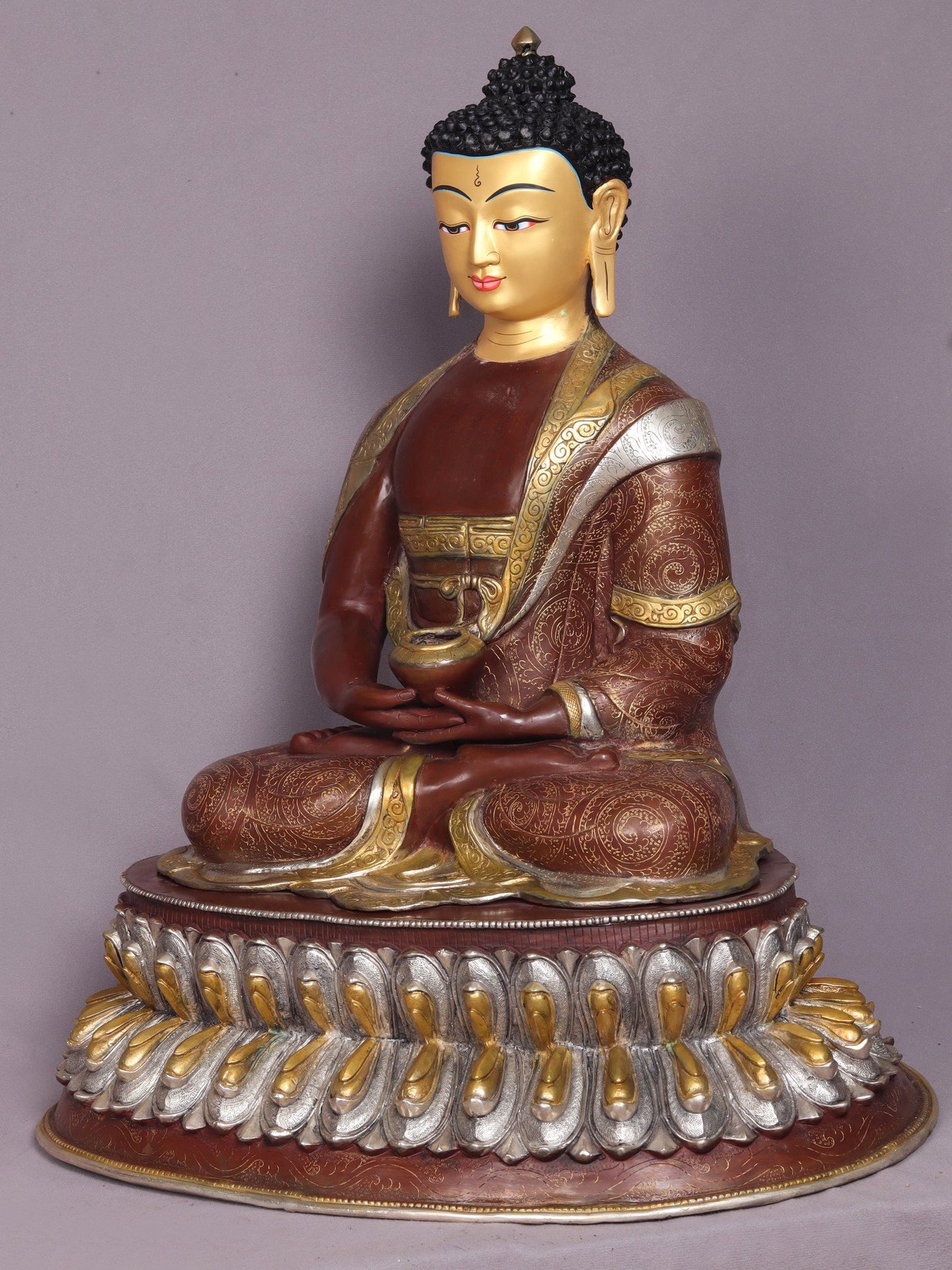 23" Amitabh Buddha Sitting Copper Statue From Nepal | Handmade Buddha Idol