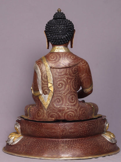 23" Amitabh Buddha Sitting Copper Statue From Nepal | Handmade Buddha Idol