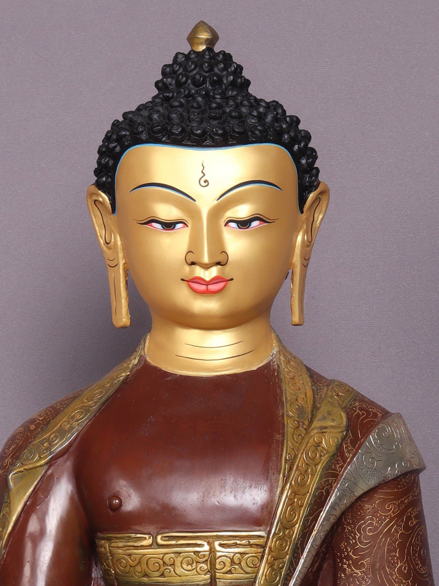 24" Shakyamuni Buddha In Bhumisparsha Mudra Copper Statue From Nepal | Handmade Idol