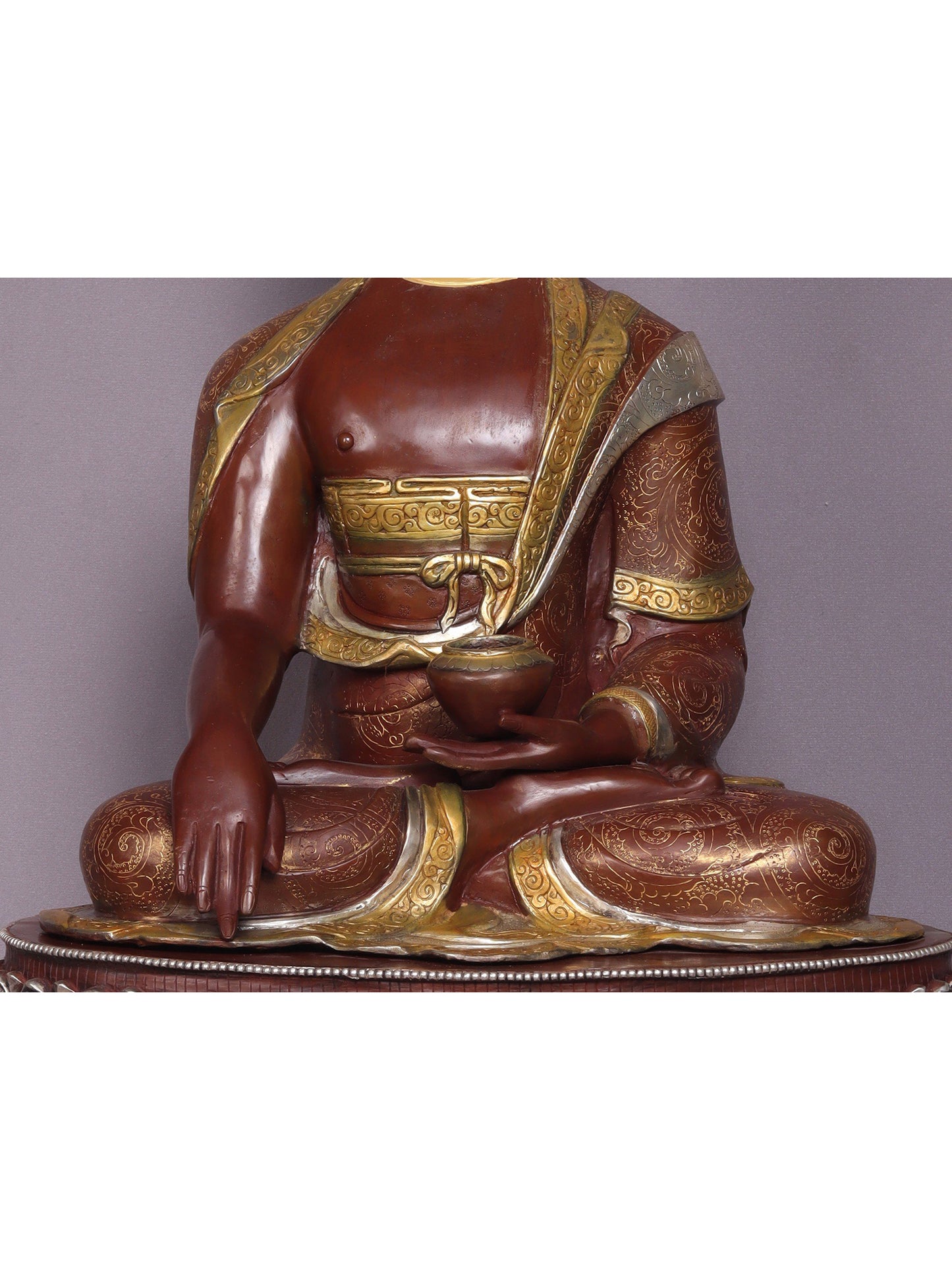 24" Shakyamuni Buddha In Bhumisparsha Mudra Copper Statue From Nepal | Handmade Idol