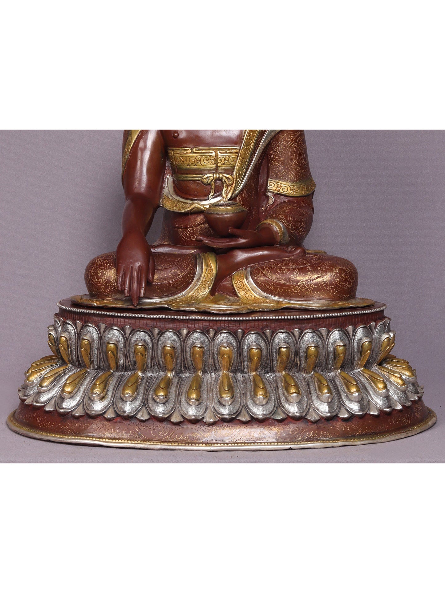 24" Shakyamuni Buddha In Bhumisparsha Mudra Copper Statue From Nepal | Handmade Idol