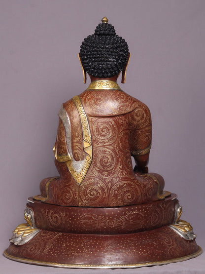 24" Shakyamuni Buddha In Bhumisparsha Mudra Copper Statue From Nepal | Handmade Idol