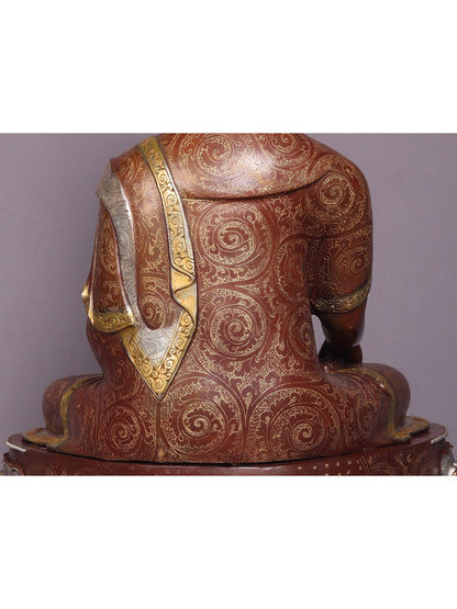 24" Shakyamuni Buddha In Bhumisparsha Mudra Copper Statue From Nepal | Handmade Idol