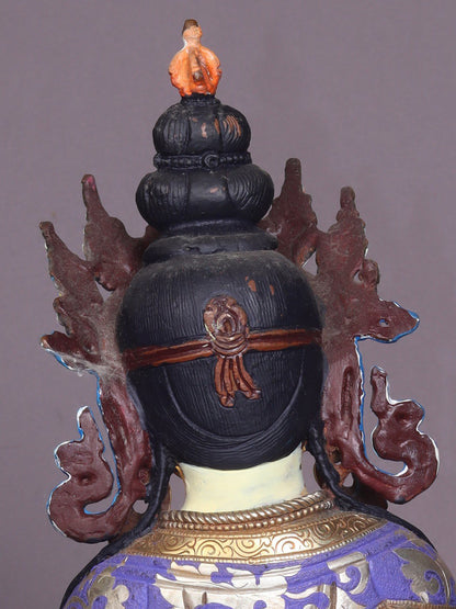 13" Colourful Sitting Vajrasattva Copper Statue From Nepal | Handmade Idol | Buddhist Statue