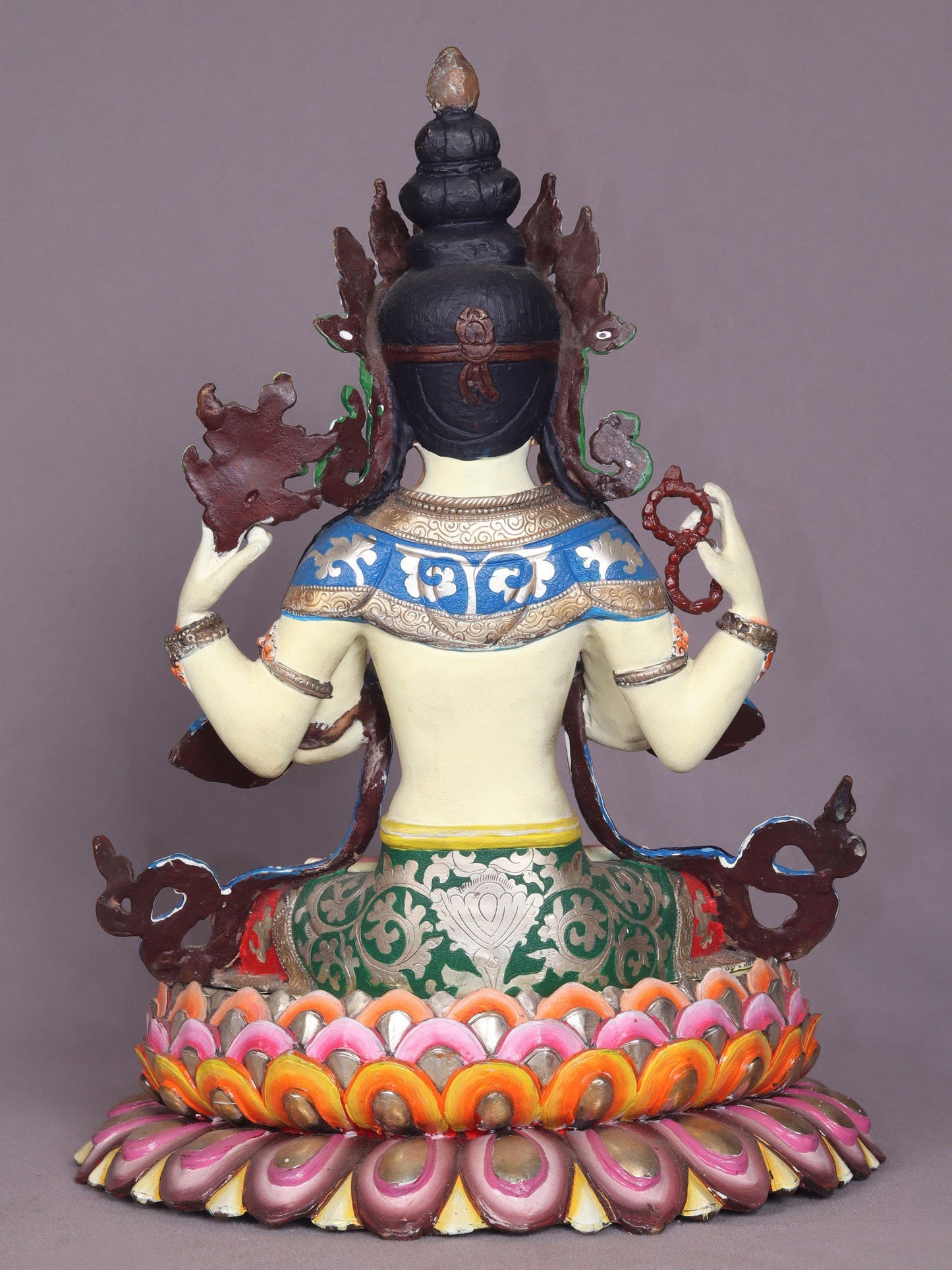 13" Colourful Kharchari Copper Statue From Nepal | Handmade Idol | Buddhist Statue