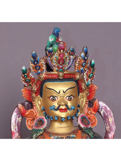 13" Lord Kubera Copper Statue From Nepal | Copper With Gold Plated Idol | Nepalese Statue