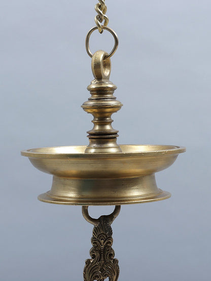 18" Superfine Bronze Hanging Diya | Handmade | Hoysala Art