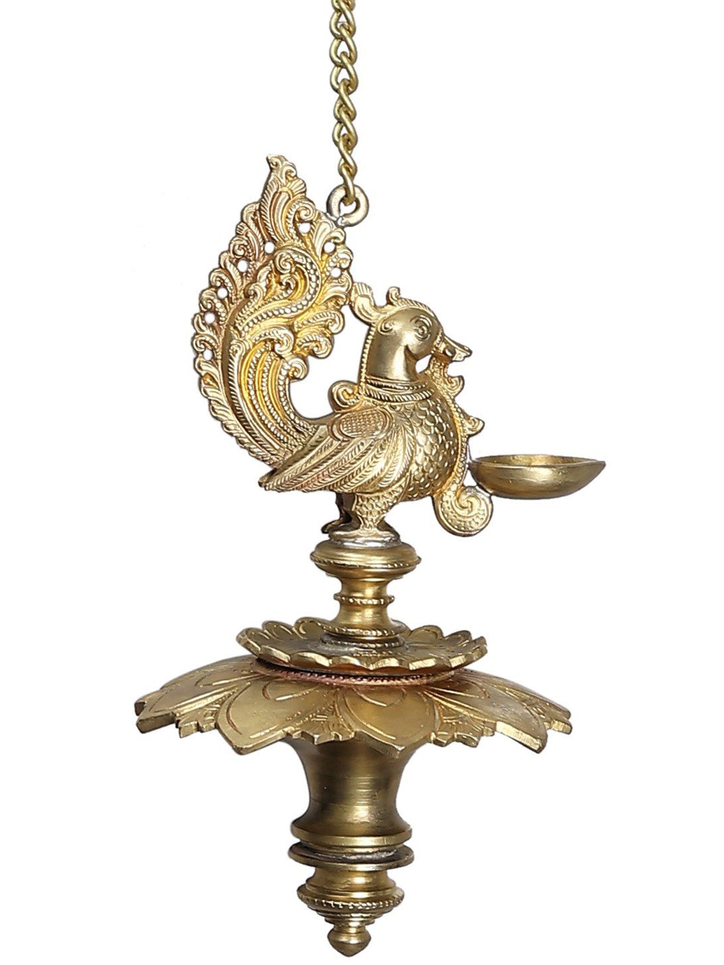 9" Peacock Hanging Diya | Handmade | Hoysala Art | Handmade