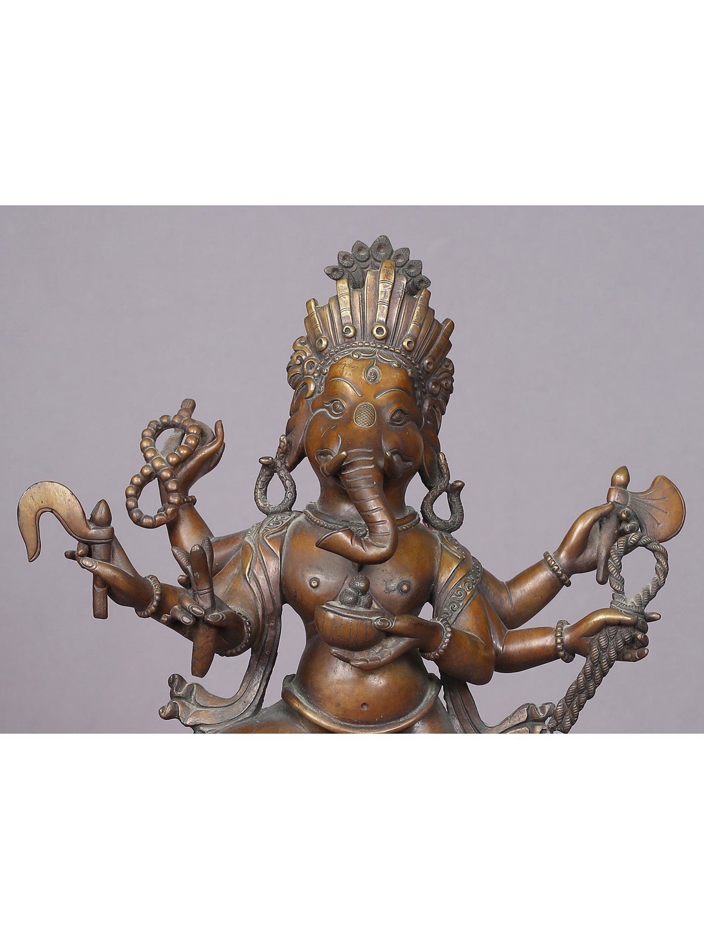 13" Copper Standing Lord Ganesha Statue From Nepal | Handmade | Lord Ganesha Statue