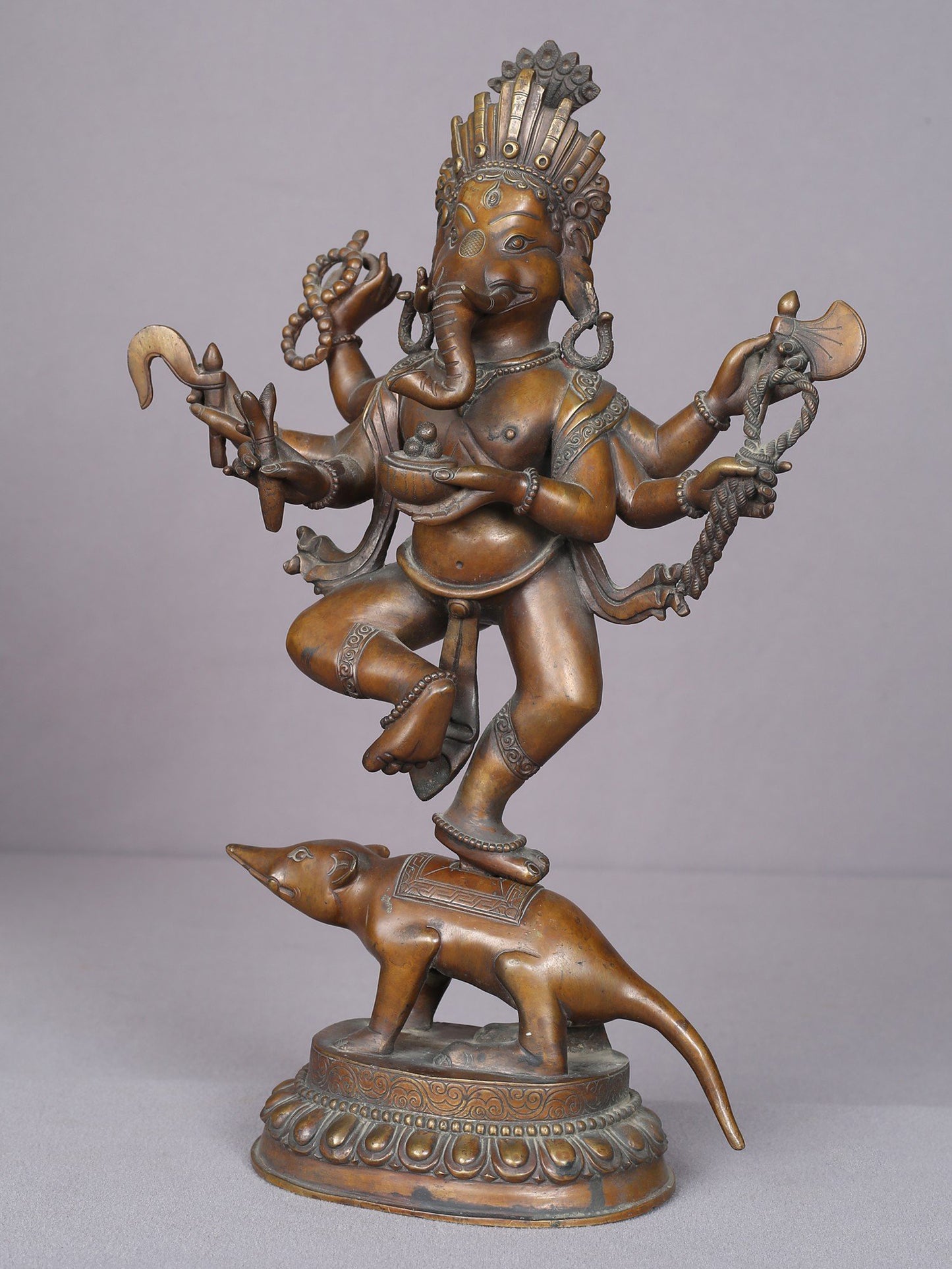 13" Copper Standing Lord Ganesha Statue From Nepal | Handmade | Lord Ganesha Statue