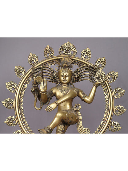 21" Nataraja Statue In Brass | Handmade Nataraja Statue | Lord Shiva Idol | Hindu God Figurine