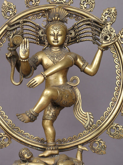 21" Nataraja Statue In Brass | Handmade Nataraja Statue | Lord Shiva Idol | Hindu God Figurine