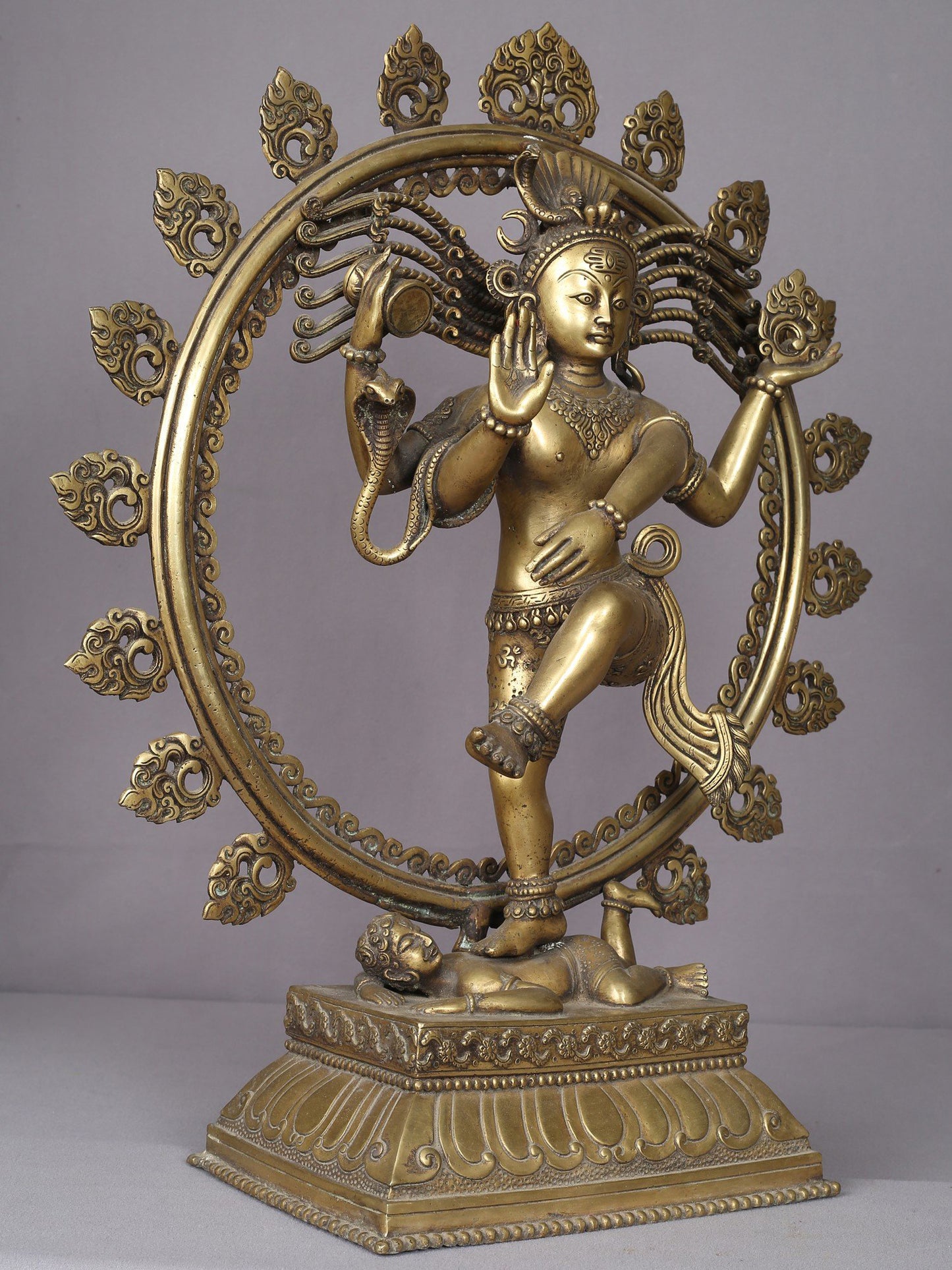 21" Nataraja Statue In Brass | Handmade Nataraja Statue | Lord Shiva Idol | Hindu God Figurine