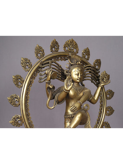 21" Nataraja Statue In Brass | Handmade Nataraja Statue | Lord Shiva Idol | Hindu God Figurine