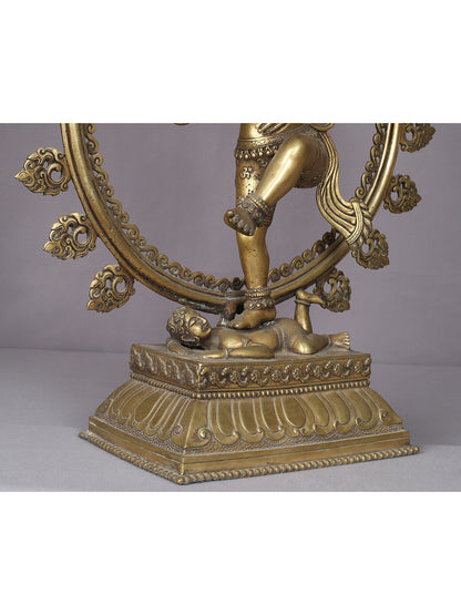 21" Nataraja Statue In Brass | Handmade Nataraja Statue | Lord Shiva Idol | Hindu God Figurine