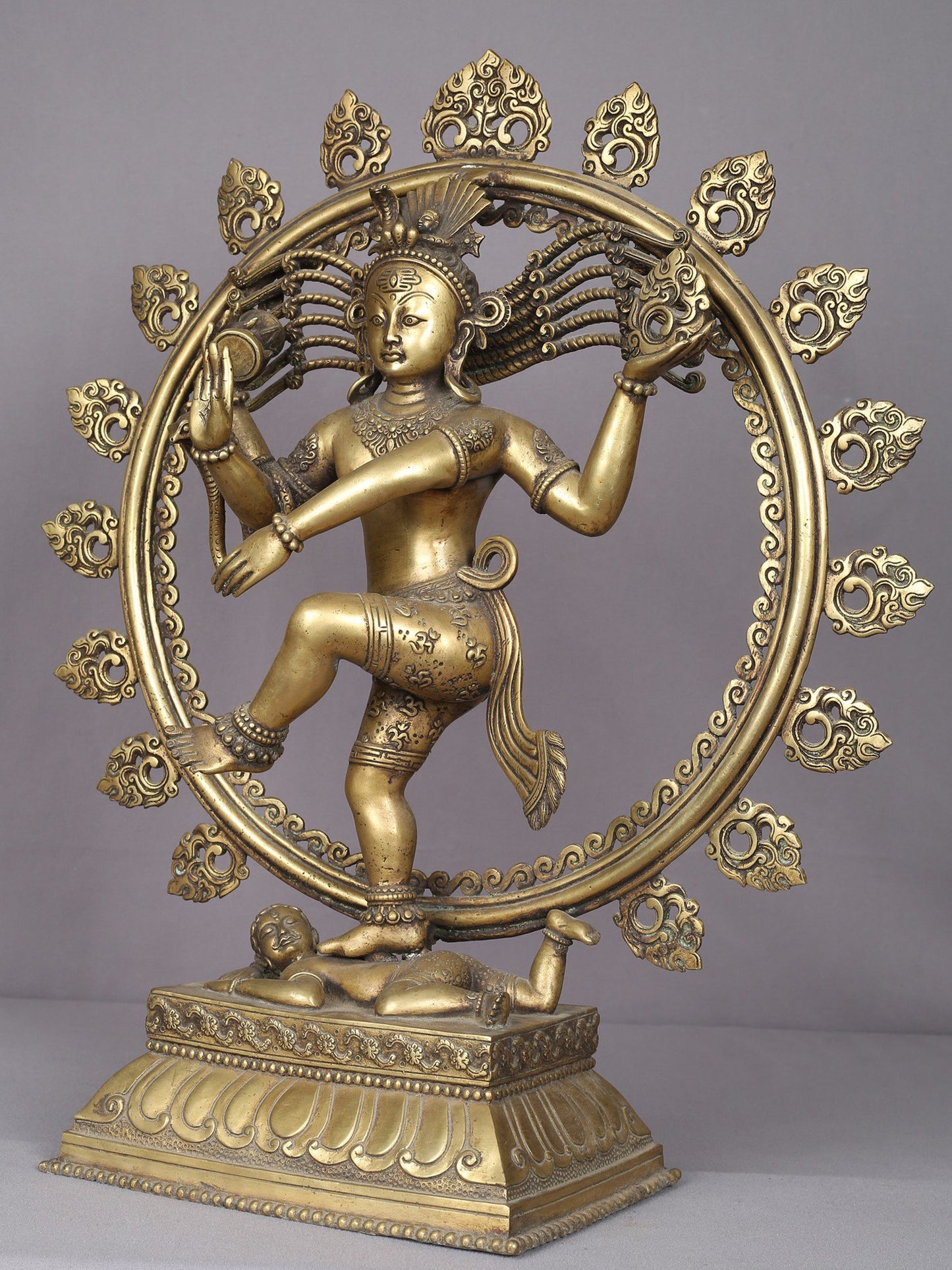 21" Nataraja Statue In Brass | Handmade Nataraja Statue | Lord Shiva Idol | Hindu God Figurine