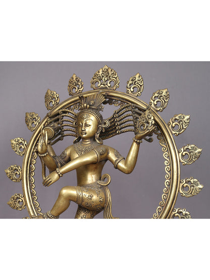 21" Nataraja Statue In Brass | Handmade Nataraja Statue | Lord Shiva Idol | Hindu God Figurine