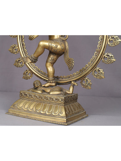 21" Nataraja Statue In Brass | Handmade Nataraja Statue | Lord Shiva Idol | Hindu God Figurine