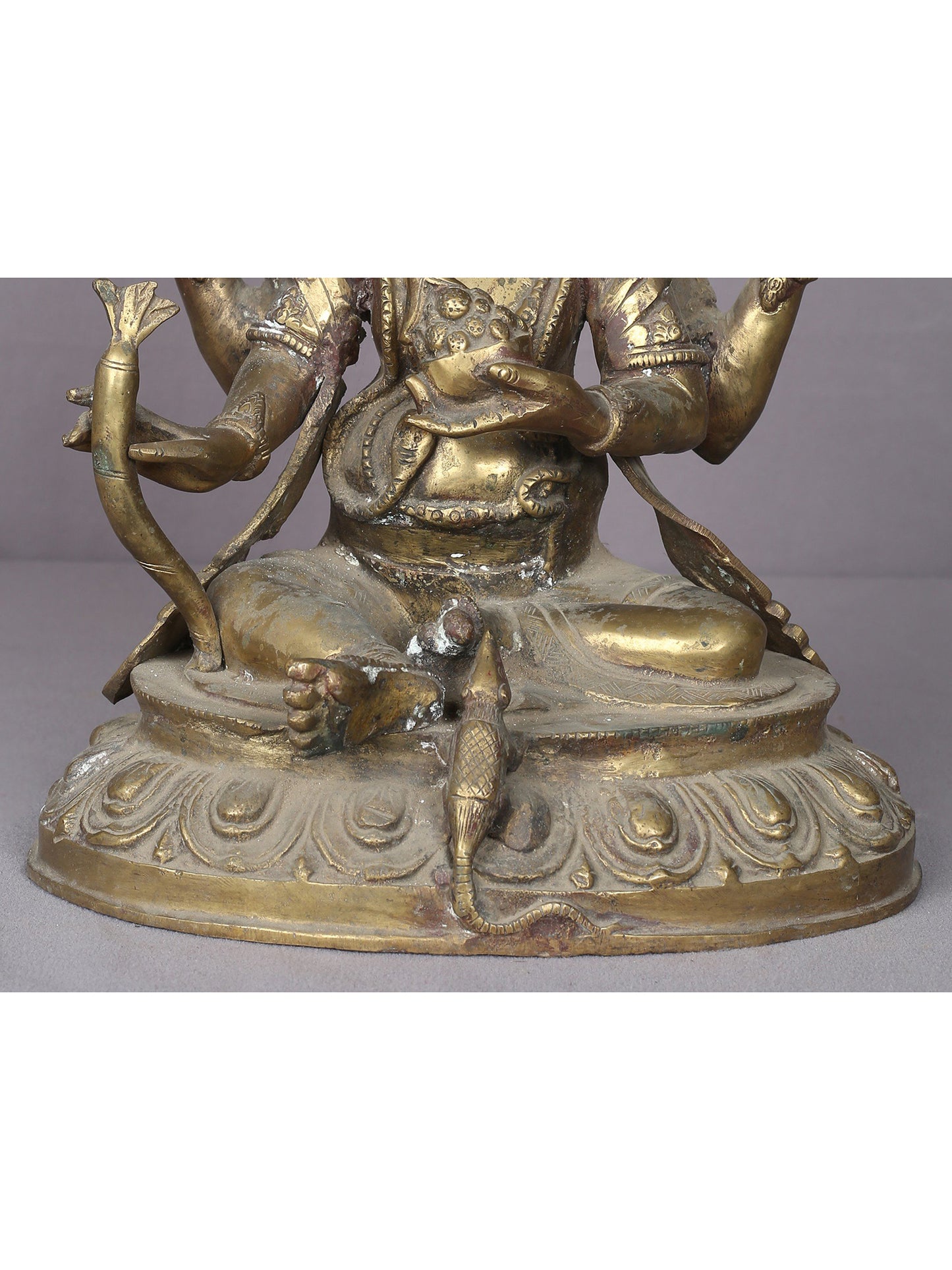 13" Little Ganesha Idol Eating Modak From Nepal | Handmade Idol | Nepalese Brass Statue