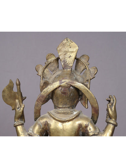 13" Little Ganesha Idol Eating Modak From Nepal | Handmade Idol | Nepalese Brass Statue